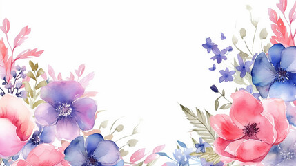 watercolor floral frame background.
