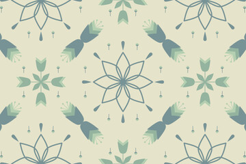 Fototapeta premium Flower oriental Ethnic pattern seamless pattern. Design for textile, curtain, carpet, wallpaper, clothing, wrapping, Batik, fabric,Vector illustration embroidery style.