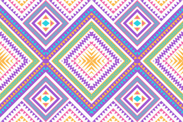 Geometric ethnic Aztec Abstract seamless Pattern Design Traditional Tribal vector in Neon color, Design for textile, curtain, carpet, wallpaper, clothing, wrapping, Batik, fabric,Vector illustration