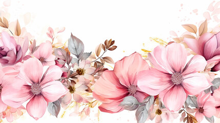 Fototapeta na wymiar watercolor floral frame multi purpose background. 