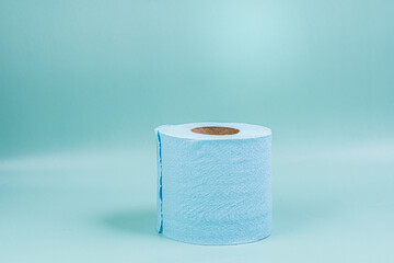 Toilet paper on a blue background.