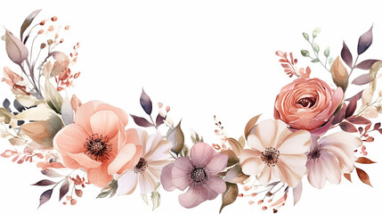 watercolor floral frame multi purpose background.  - obrazy, fototapety, plakaty
