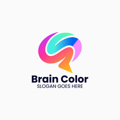 Vector Logo Illustration Brain Gradient Colorful Style