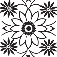 flower design black and white