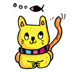 Cute cat,Pet animal vector illustration,Cute cat doodle vector design,Cat hand drawn doodle cartoon