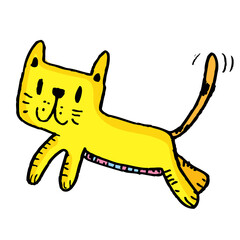 Cute cat,Pet animal vector illustration,Cute cat doodle vector design,Cat hand drawn doodle cartoon