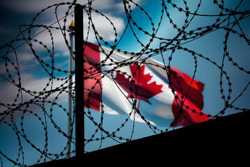 Canada, border and barbed wire	