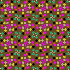 Seamless vector background with repeat pattern.  Multicolored  mosaic. Perfect for fashion, textile design, cute themed fabric, on wall paper, wrapping paper, fabrics and home decor.