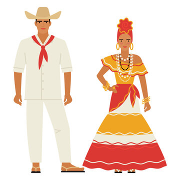 girl and young man in Cuban folk costume