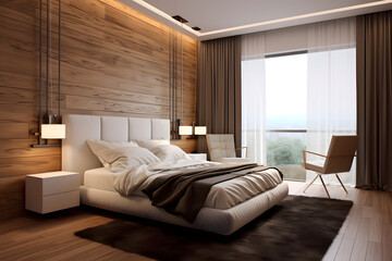 Naklejka na ściany i meble Minimal style bedroom, living room, toilet, bathroom. Generative ai