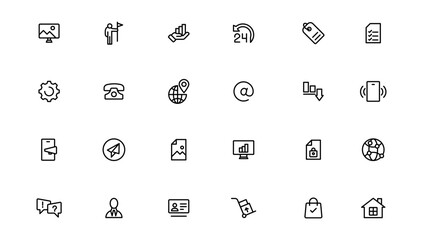 Digital Marketing web icons in line style. Social, networks, feedback, communication, marketing, ecommerce.
