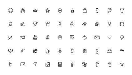 Lifestyle and Entertainment icons. Thin line icons collection. Outline icon.