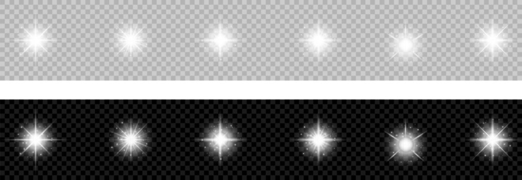 Sparkling star, vector glowing star light effect.Shine glowing stars. Vector illustration