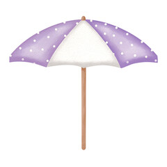 Purple beach umbrella Watercolor .	
