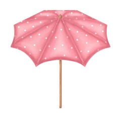 Pink beach umbrella Watercolor .	
