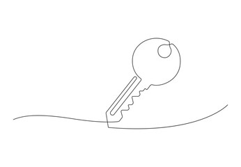 Continuous one line drawing of key vector illustration. Key icon. Pro vector. Stock illustration.