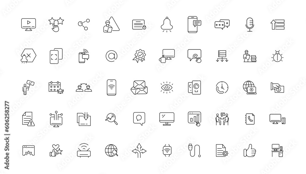 Poster information technology line icons collection. big ui icon set in a flat design. thin outline icons p