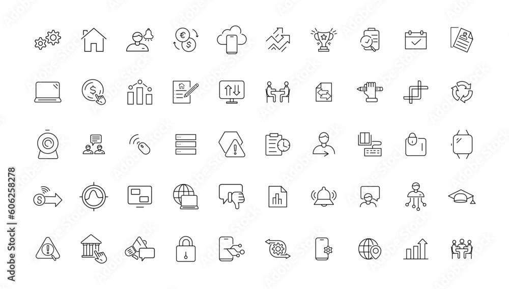 Poster information technology line icons collection. big ui icon set in a flat design. thin outline icons p