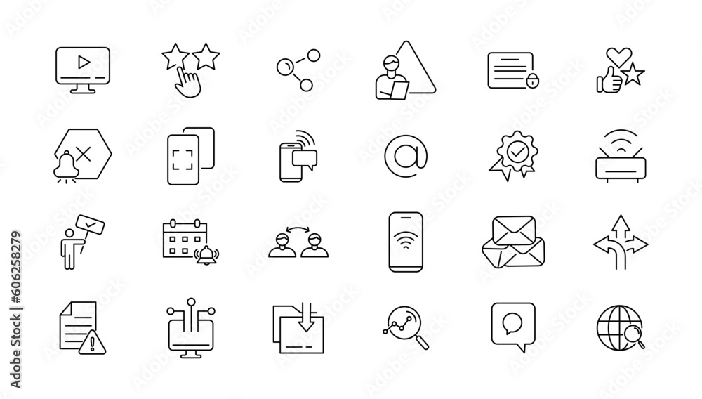 Poster information technology line icons collection. big ui icon set in a flat design. thin outline icons p