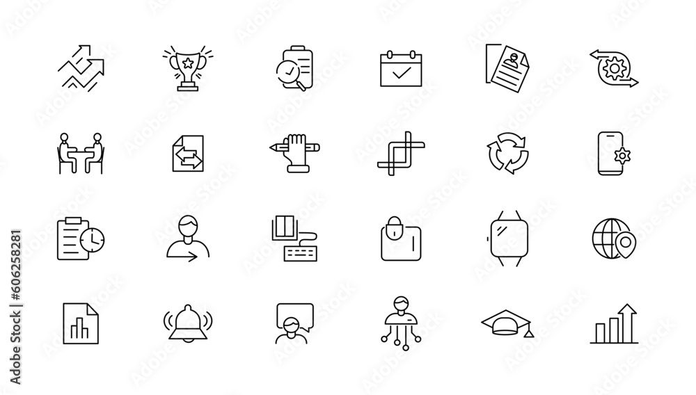 Poster information technology line icons collection. big ui icon set in a flat design. thin outline icons p