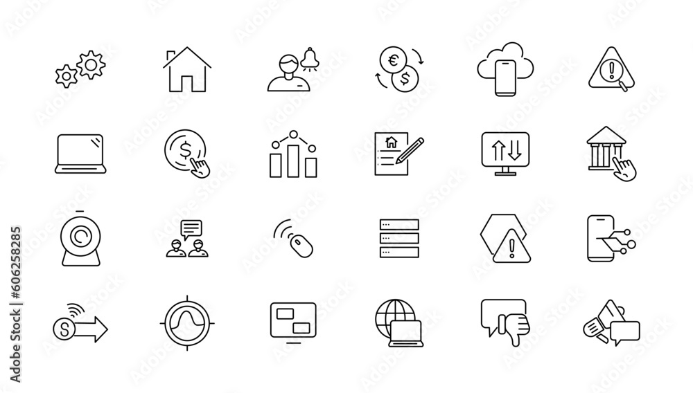Poster information technology line icons collection. big ui icon set in a flat design. thin outline icons p