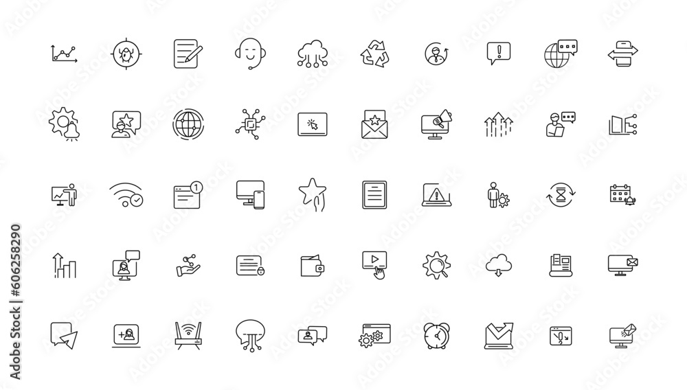 Poster information technology line icons collection. big ui icon set in a flat design. thin outline icons p