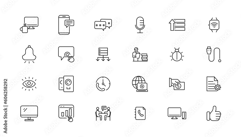 Poster information technology line icons collection. big ui icon set in a flat design. thin outline icons p