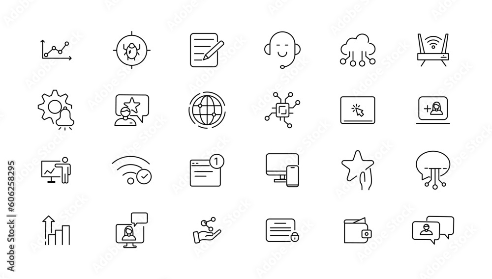 Poster information technology line icons collection. big ui icon set in a flat design. thin outline icons p