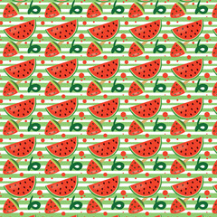 Pattern seamless with watermelon. Summer pattern with watermelon and watermelon ice cream.