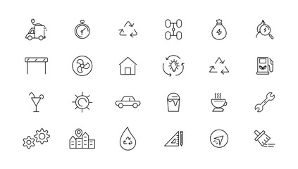  Industry and Environment icons. Thin line icons collection. Vector illustration.