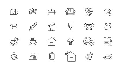 Industry and Environment icons. Thin line icons collection. Vector illustration.