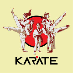 line art poses of karate martial arts © margono