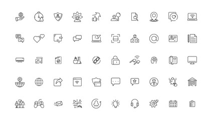 Fototapeta na wymiar Information technology line icons collection. Big UI icon set in a flat design. Thin outline icons pack. Vector illustration
