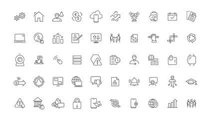 Information technology line icons collection. Big UI icon set in a flat design. Thin outline icons pack. Vector illustration