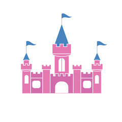 The vector illustration of pink princess magic castle