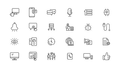 Information technology line icons collection. Big UI icon set in a flat design. Thin outline icons pack. Vector illustration