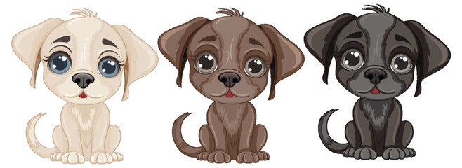 Obraz premium Cute dog cartoon character set