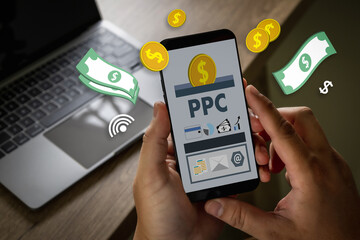 PPC - Pay Per Click concept Businessman working concept ppc..