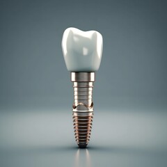 Human teeth or dentures,Tooth human implant, Dental concept, AI generated.