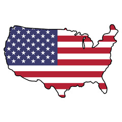 United states country map with flag