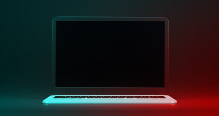 Fototapeta premium Laptops mockup with blank white screen for your design. 3d render illustration