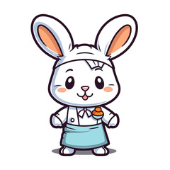 Fototapeta na wymiar a chef rabbit in white