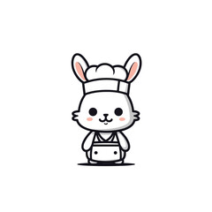 Fototapeta na wymiar a chef rabbit in white minimalist style 2