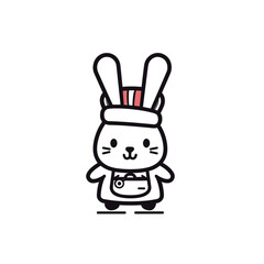 a chef rabbit in white minimalist style 1