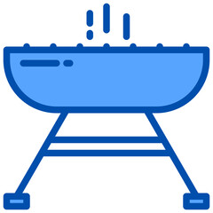 BBQ blue outline icon