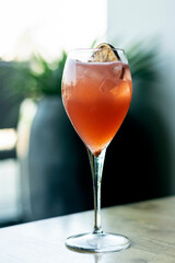 Blood Orange and Prosecco wine spritzer cocktail