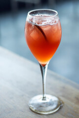 Blood Orange and Prosecco wine spritzer cocktail - 606263871