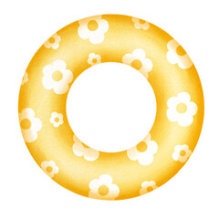Naklejka premium Yellow Swimming ring watercolor. 