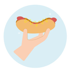 hand holding hot dog
