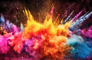 Obraz na płótnie Canvas Ai generative. Colored powder explosion.